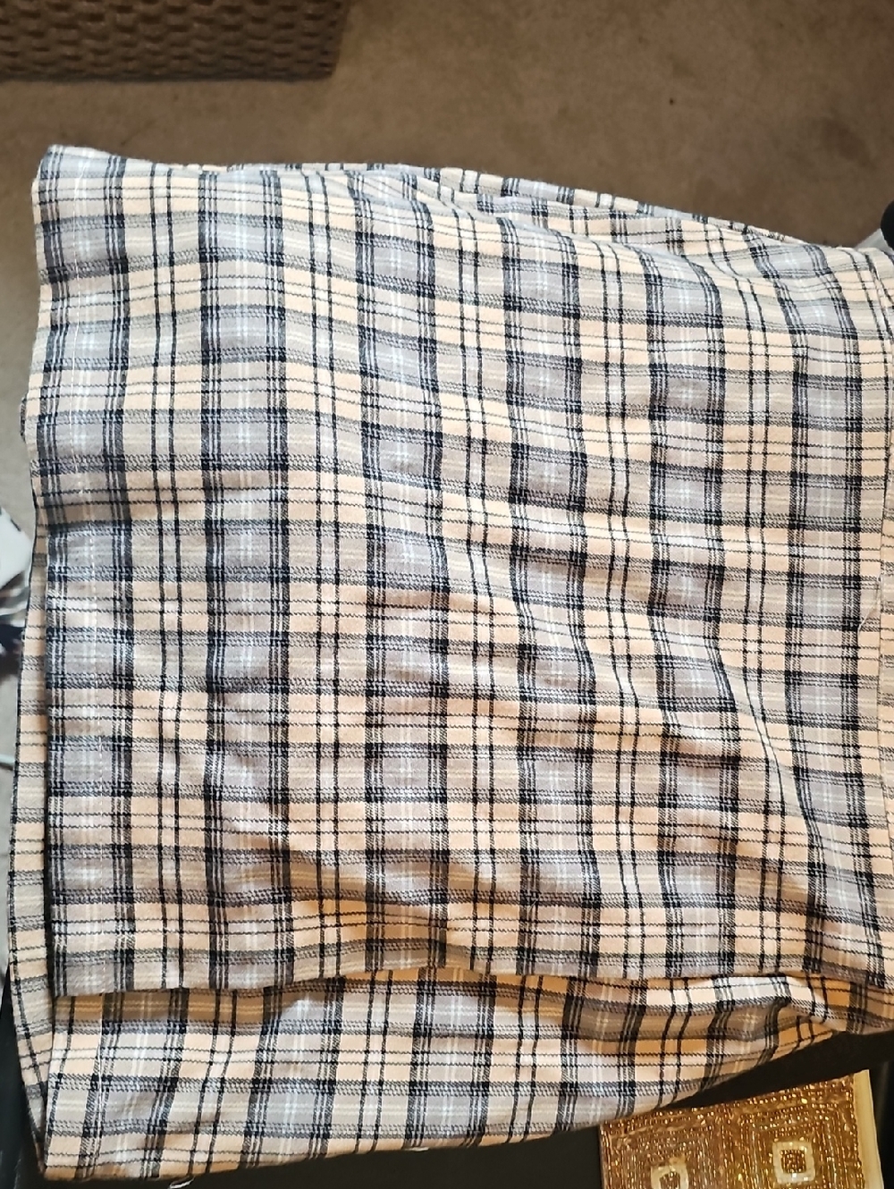 Sky and Sparrow Beige and Black Plaid Skirt